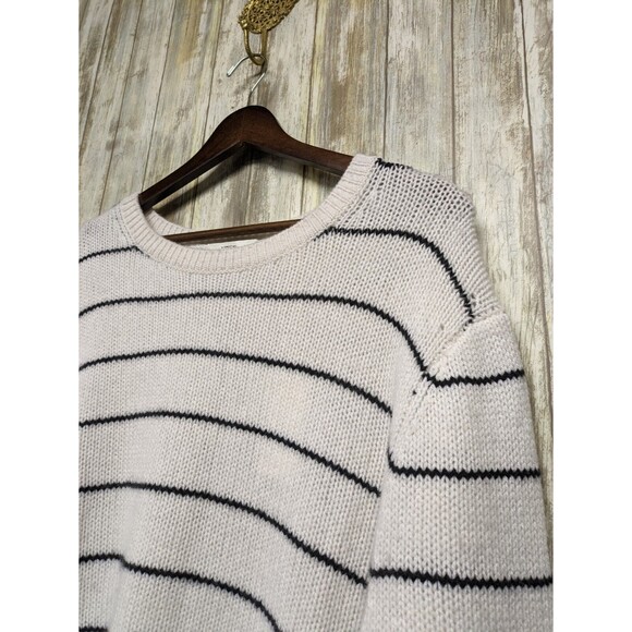 Vince 100% Cashmere Striped Crewneck Women's Knit Sweater White XXL NWT $395 - Picture 4 of 13